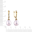 Серьги с английским замком из желтого золота с жемчугом