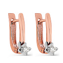 Серьги с английским замком из красного золота с бриллиантами