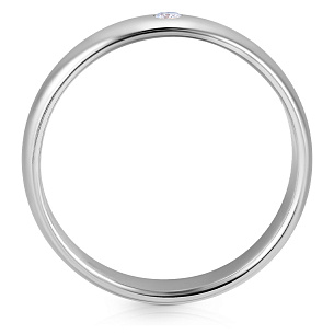 Кольцо обручальное из белого золота с бриллиантом