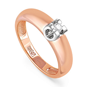 Кольцо из красного золота с бриллиантом