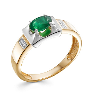 Кольцо из красного золота с изумрудом