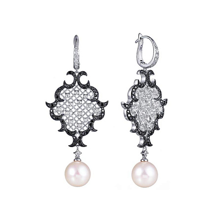 Серьги с английским замком из белого золота с бриллиантами