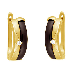 Серьги с английским замком из серебра с керамиками и циркониями