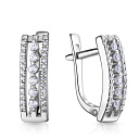 Серьги с английским замком из серебра с фианитом