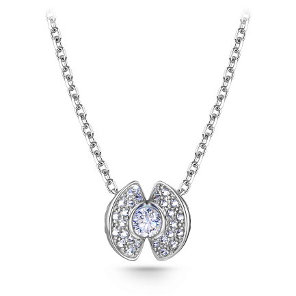 Колье из белого золота с бриллиантами, плетение якорное