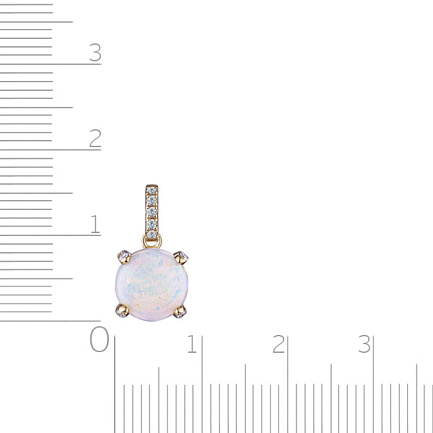 Подвеска из желтого золота с бриллиантами, опалом