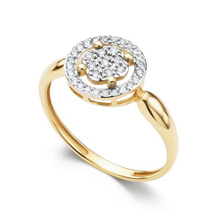 Кольцо из желтого золота с бриллиантами