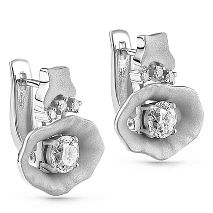 Серьги с английским замком из белого золота с бриллиантами