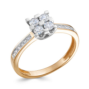 Кольцо из красного золота с бриллиантами