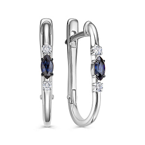 Серьги с английским замком из белого золота с бриллиантами