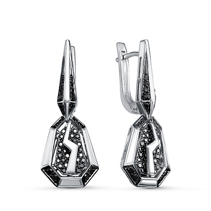 Серьги с английским замком из белого золота с бриллиантами