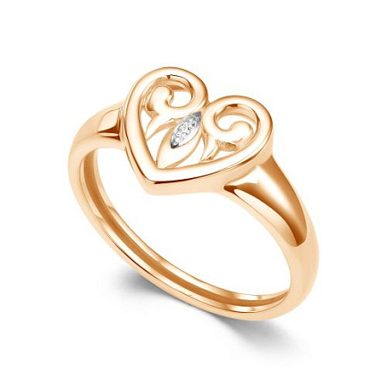 Кольцо из красного золота с бриллиантом