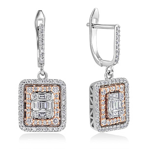 Серьги из белого золота с бриллиантом