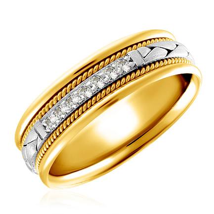 Кольцо обручальное из комбинированного золота