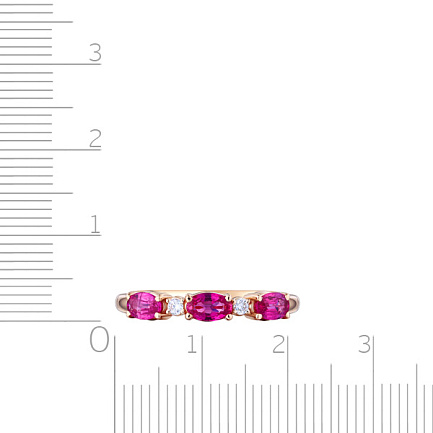 Кольцо из красного золота с бриллиантами, рубинами