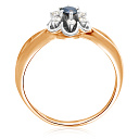 Кольцо из красного золота с бриллиантами, сапфиром