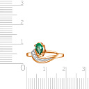 Кольцо из красного золота с бриллиантами, изумрудом