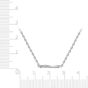 Колье из белого золота с бриллиантом, плетение якорное