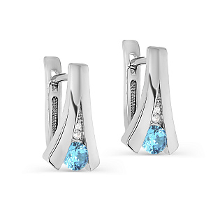 Серьги с английским замком из серебра с фианитом