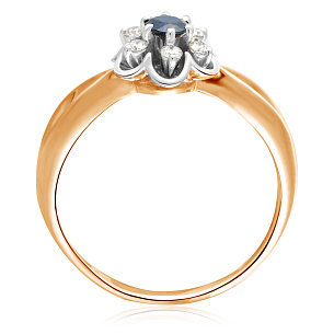 Кольцо из красного золота с сапфиром