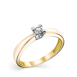 Кольцо из желтого золота с бриллиантом