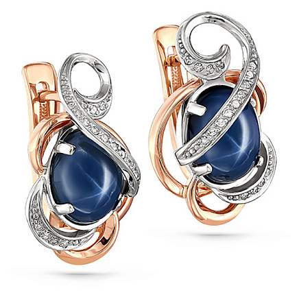 Серьги с английским замком из красного золота с бриллиантами