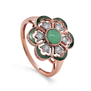 Кольцо из красного золота с бриллиантом