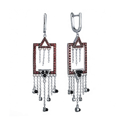 Серьги с английским замком из серебра с ониксом