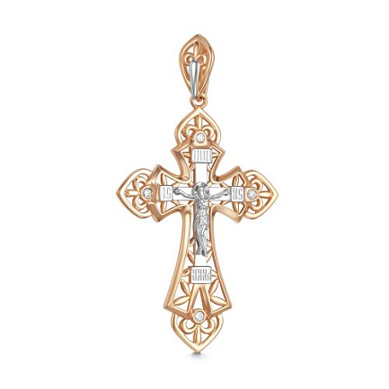 Крест из красного золота с бриллиантами