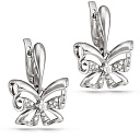 Серьги с английским замком из серебра с фианитами