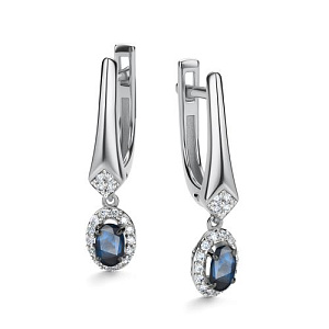 Серьги с английским замком из белого золота с бриллиантами