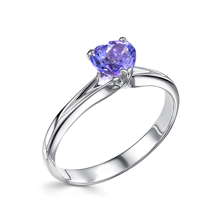 Кольцо из белого золота с танзанитом