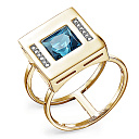 Кольцо из желтого золота с бриллиантами, топазом