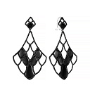 Серьги из серебра с ониксом, фианитом