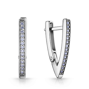 Серьги с английским замком из серебра с фианитом