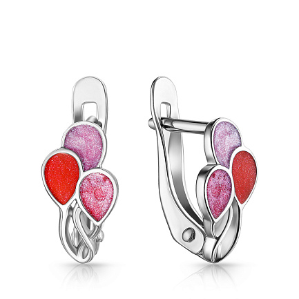 Серьги детские из серебра с эмалью