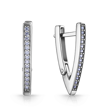 Серьги с английским замком из серебра с фианитом