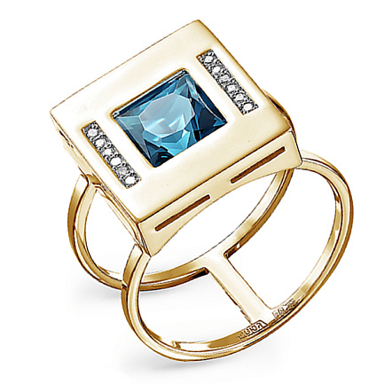 Кольцо из желтого золота с бриллиантами, топазом