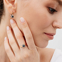 Кольцо из красного золота с бриллиантами, сапфиром