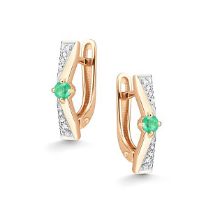 Серьги с английским замком из красного золота с бриллиантом