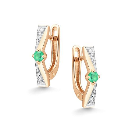 Серьги с английским замком из красного золота с бриллиантами