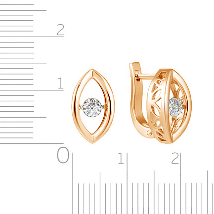 Серьги с английским замком из красного золота с бриллиантами