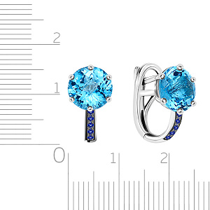 Серьги с английским замком из белого золота с сапфирами