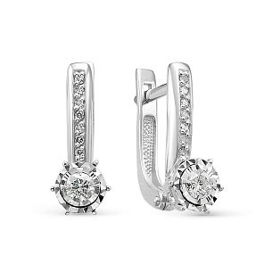 Серьги из белого золота с бриллиантом