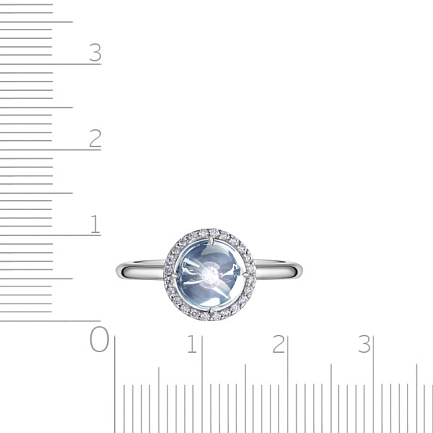 Кольцо из белого золота с бриллиантами, топазом