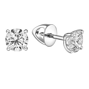 Серьги из белого золота с бриллиантом