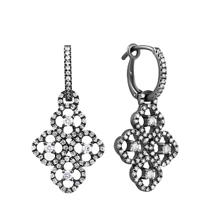 Серьги с английским замком из черненого золота с бриллиантами