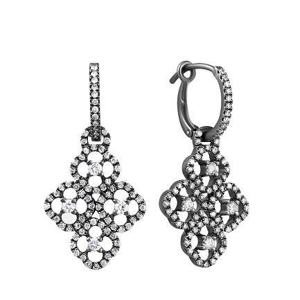 Серьги с английским замком из золота с бриллиантами