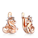 Серьги детские из серебра с фианитом и золочением