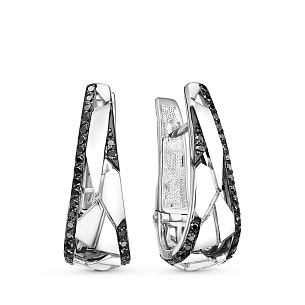 Серьги с английским замком из белого золота с бриллиантами